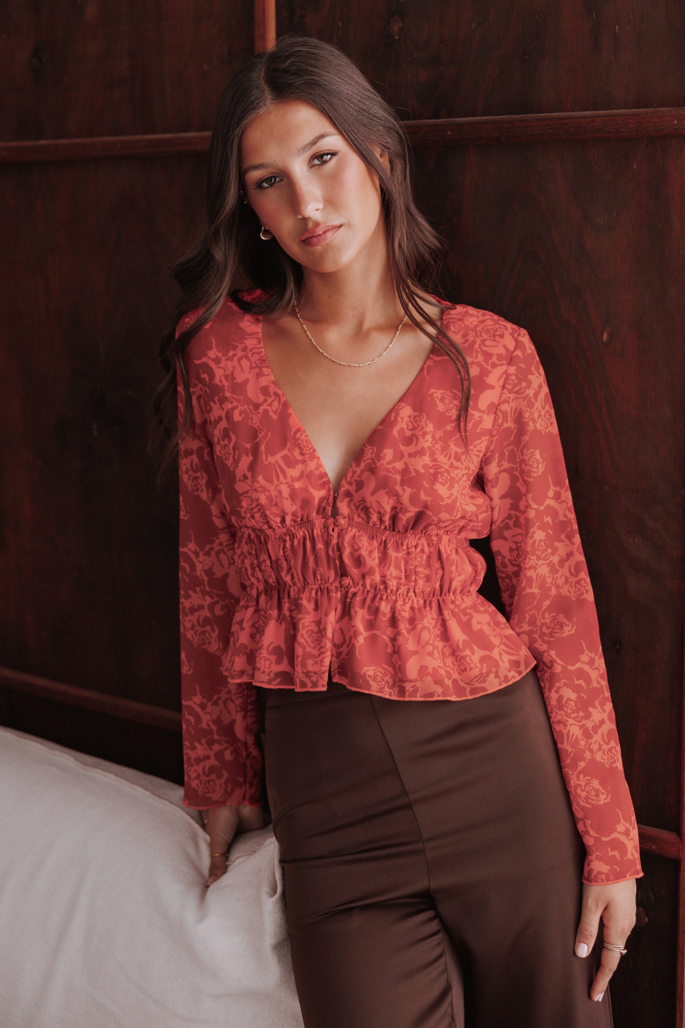 Petal and Pup USA TOPS Monica Long Sleeve Top - Red Roses