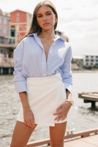 Petal and Pup USA TOPS Murphy Button Up Long Sleeve Top - Blue Stripe