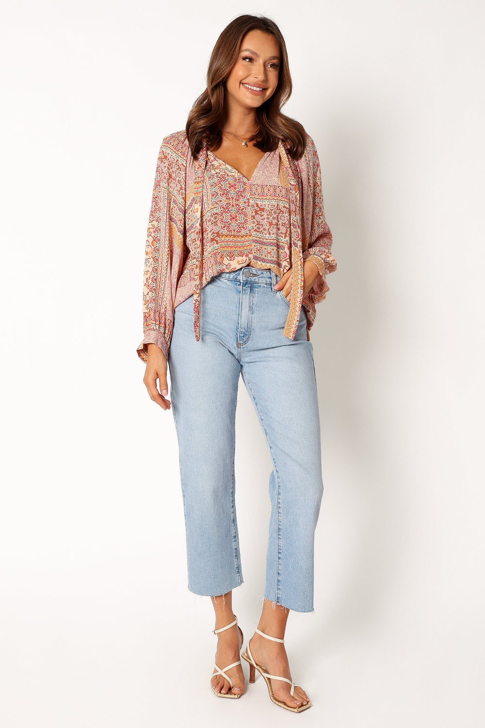 Apricot Tulip Sleeve Chiffon Top Navy – Victoria's Attic