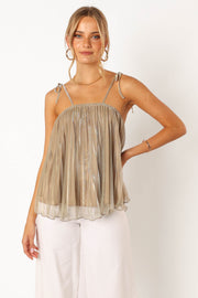 Petal and Pup USA TOPS Nancy Plisse Top - Silver