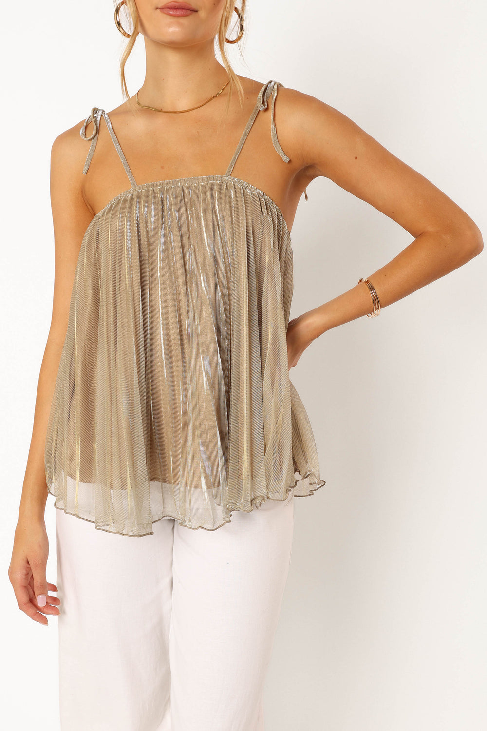 Petal and Pup USA TOPS Nancy Plisse Top - Silver