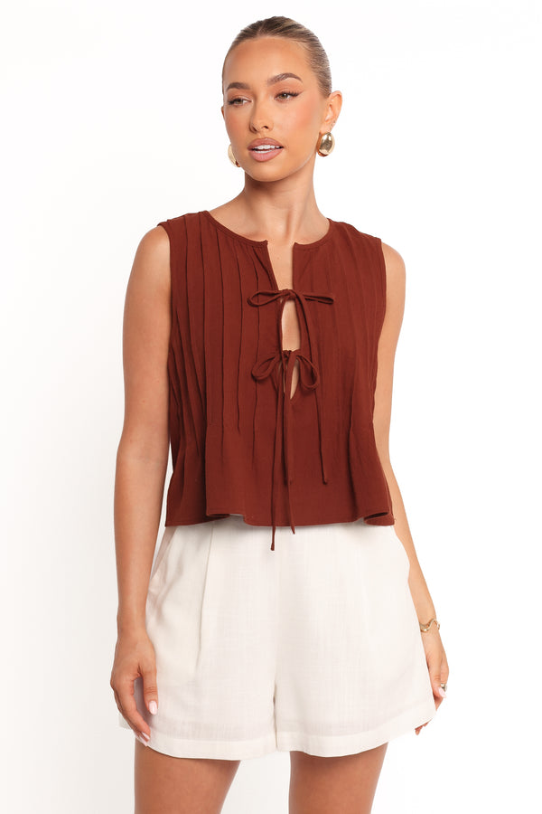 Petal and Pup USA TOPS Nika Pleated Top - Chocolate Brown (Hold for Rack)