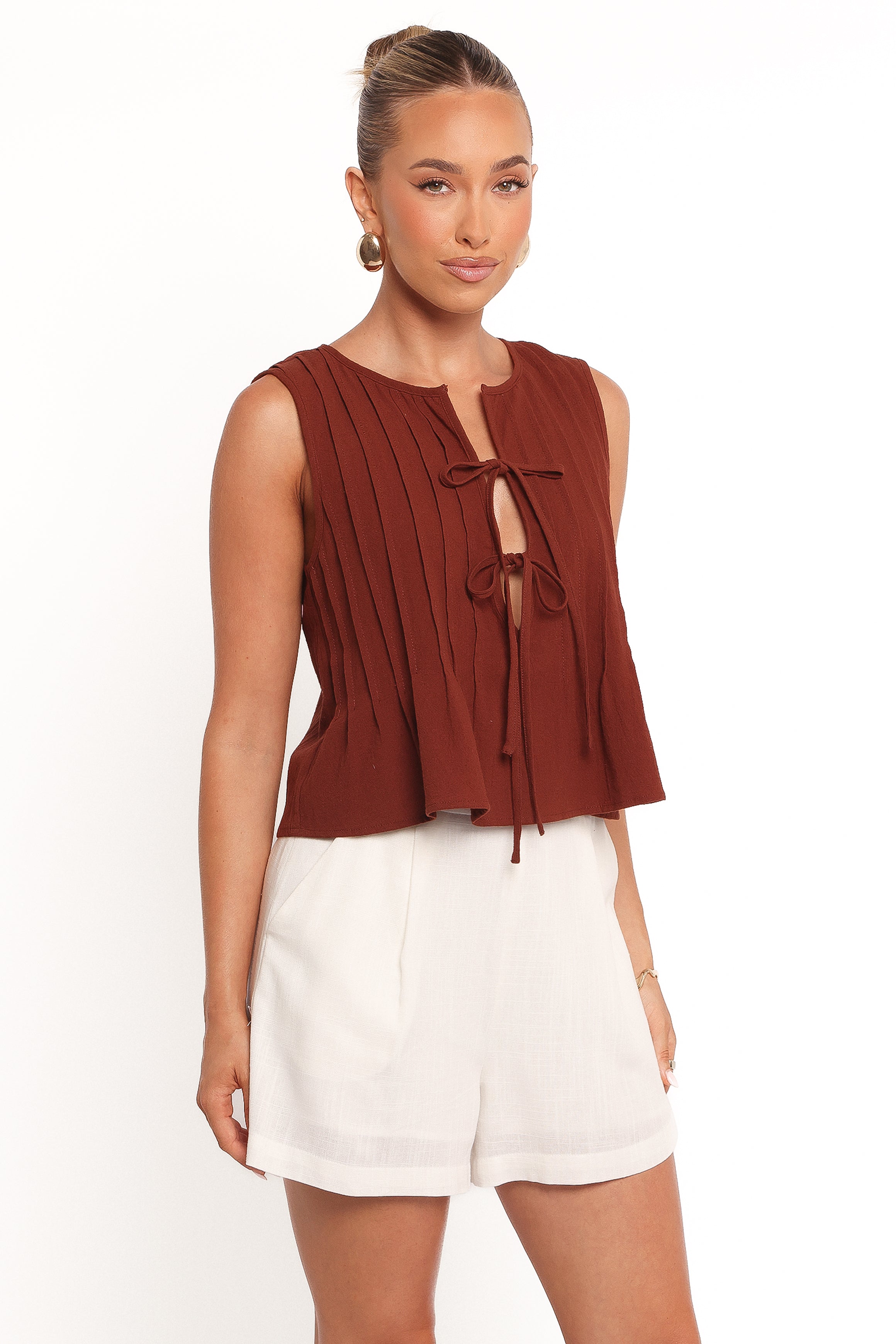 Petal and Pup USA TOPS Nika Pleated Top - Chocolate Brown (Hold for Rack)