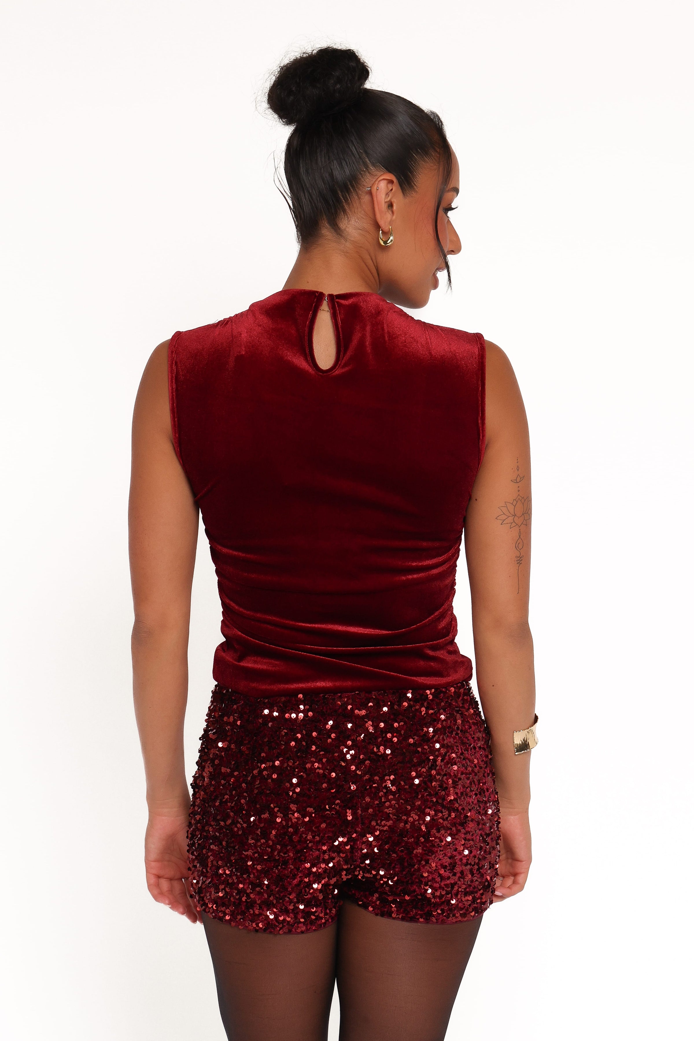 Petal and Pup USA TOPS Nissa Velvet Top - Burgundy