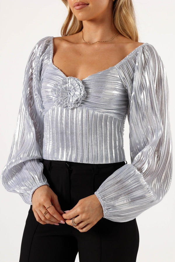 Petal and Pup USA TOPS Nyra Rose Detail Top - Silver