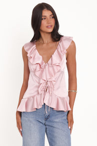 Petal and Pup USA TOPS Orelia Ruffle Front Top - Pink
