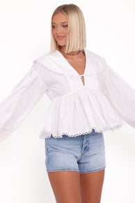 Petal and Pup USA TOPS Orly Lace Trim Top - Off White