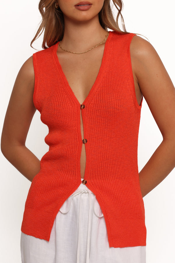 Petal and Pup USA TOPS Parma Knit Vest Top - Blood Orange
