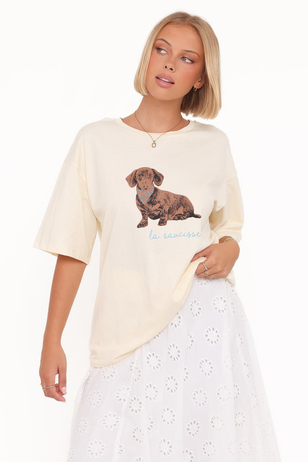 Petal and Pup USA TOPS Petite Saucisse Tee - Cream