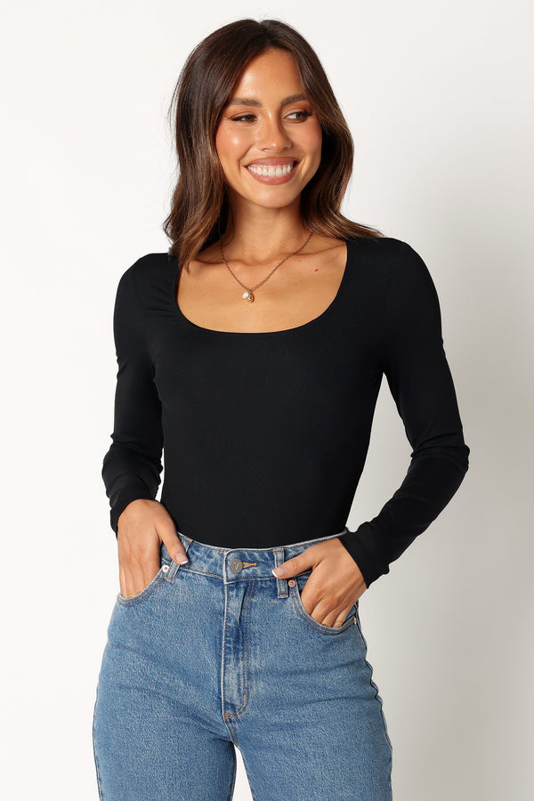 Petal and Pup USA TOPS Pia Long Sleeve Bodysuit - Black