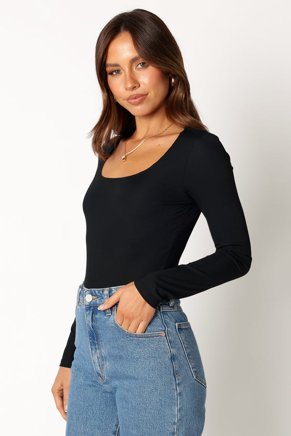 Petal and Pup USA TOPS Pia Long Sleeve Bodysuit - Black