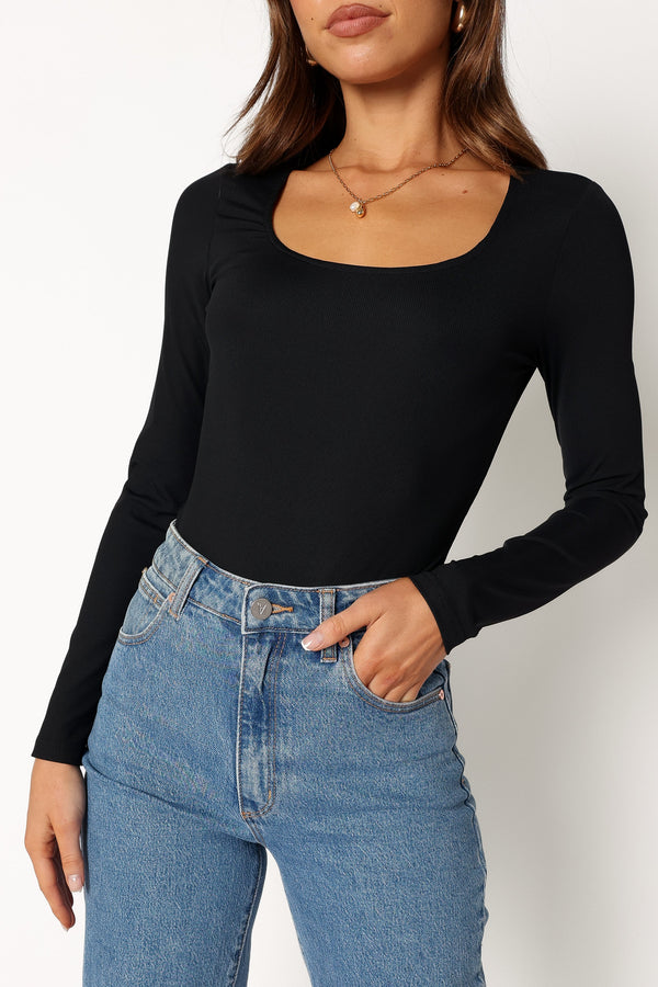 Petal and Pup USA TOPS Pia Long Sleeve Bodysuit - Black