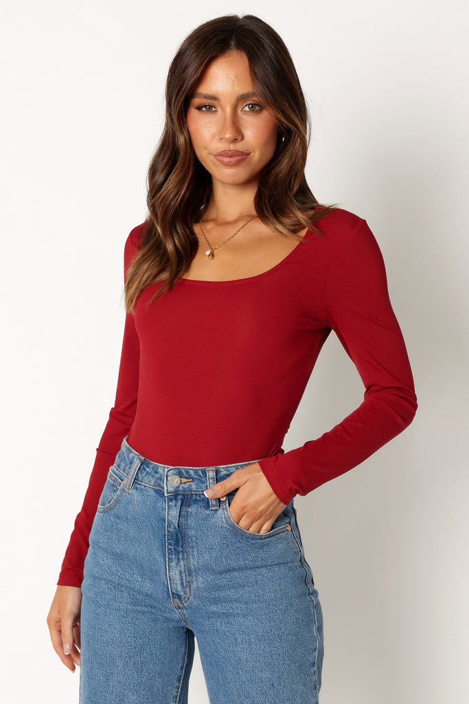 Pia Long Sleeve Bodysuit - Burgundy - Petal & Pup USA