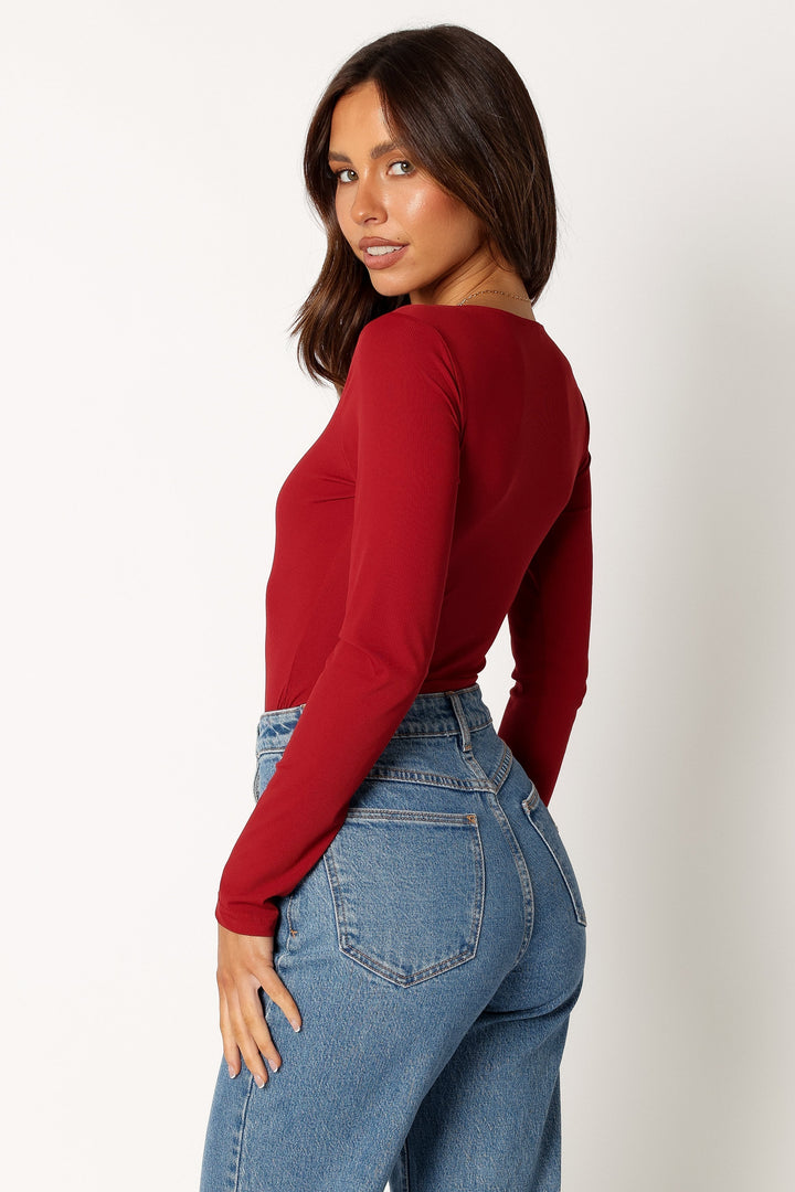 Pia Long Sleeve Bodysuit - Burgundy - Petal & Pup USA