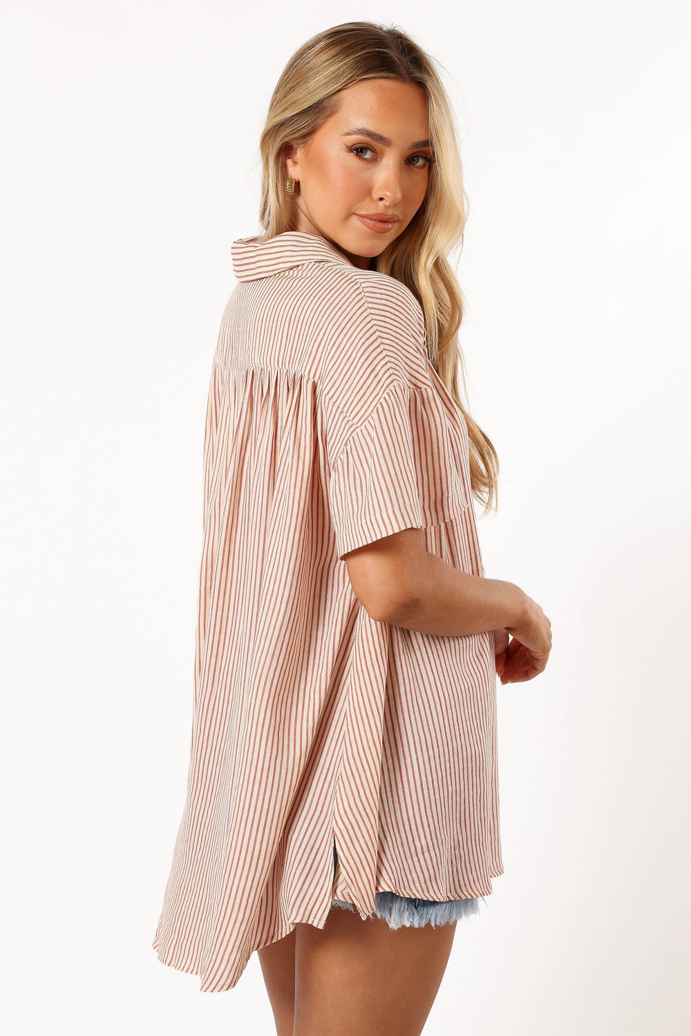 Petal and Pup USA TOPS Piper Button Down Top - Cream Pink