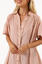 Petal and Pup USA TOPS Piper Button Down Top - Cream Pink