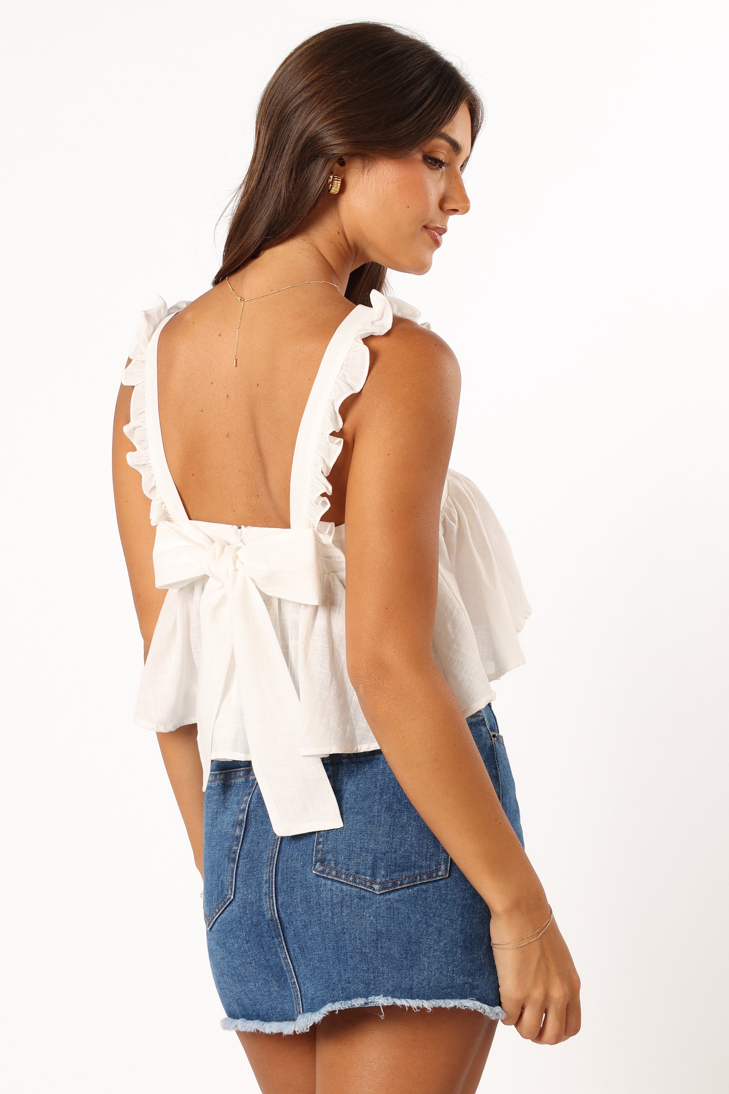Petal and Pup USA TOPS Raye Ruffle Strap Top - White