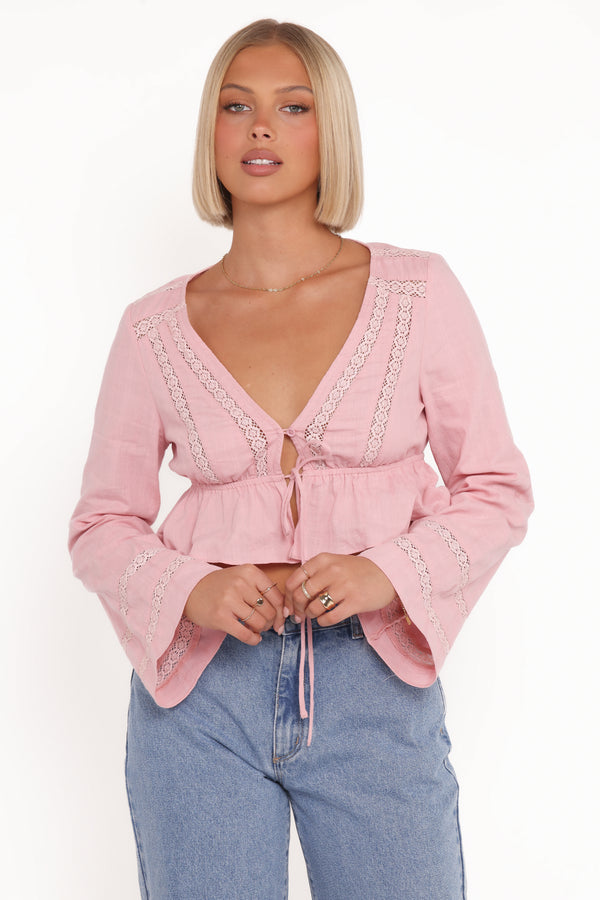 Petal and Pup USA TOPS Reed Long Sleeve Top - Pink