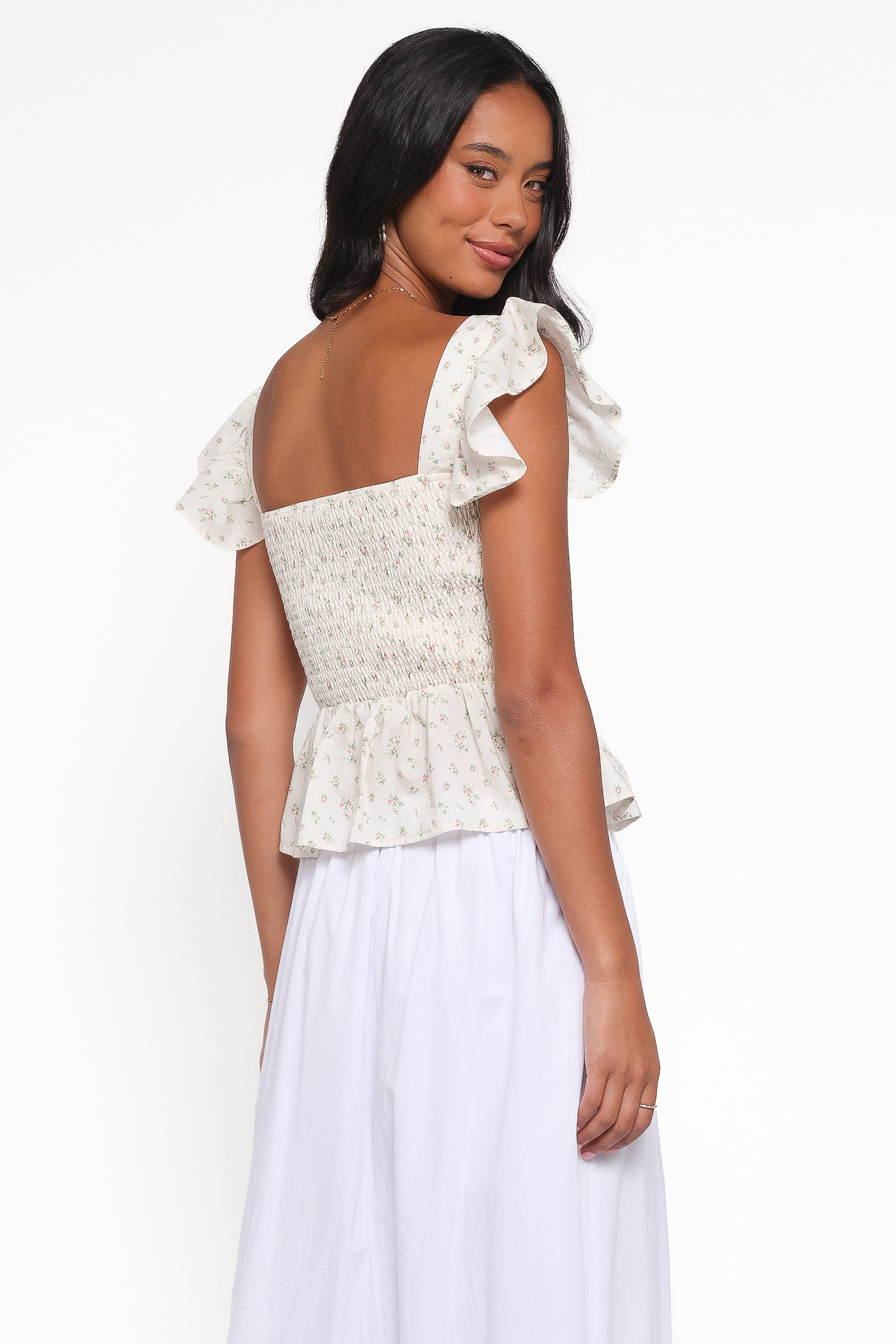 Remira Smocked Ruffle Top - White Betty | Petal & Pup USA