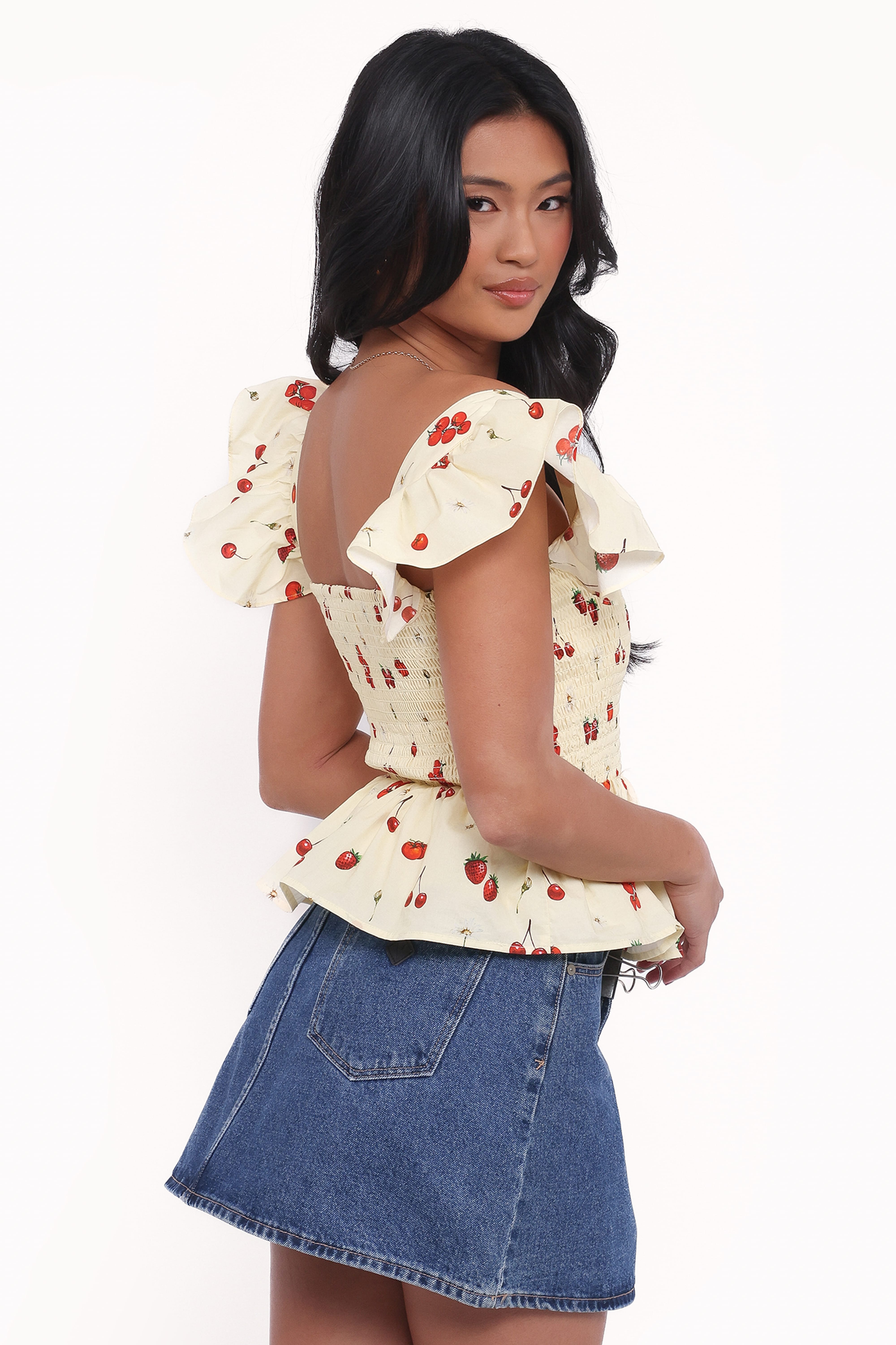 Remira Smocked Ruffle Top - Yellow Cherry | Petal & Pup USA