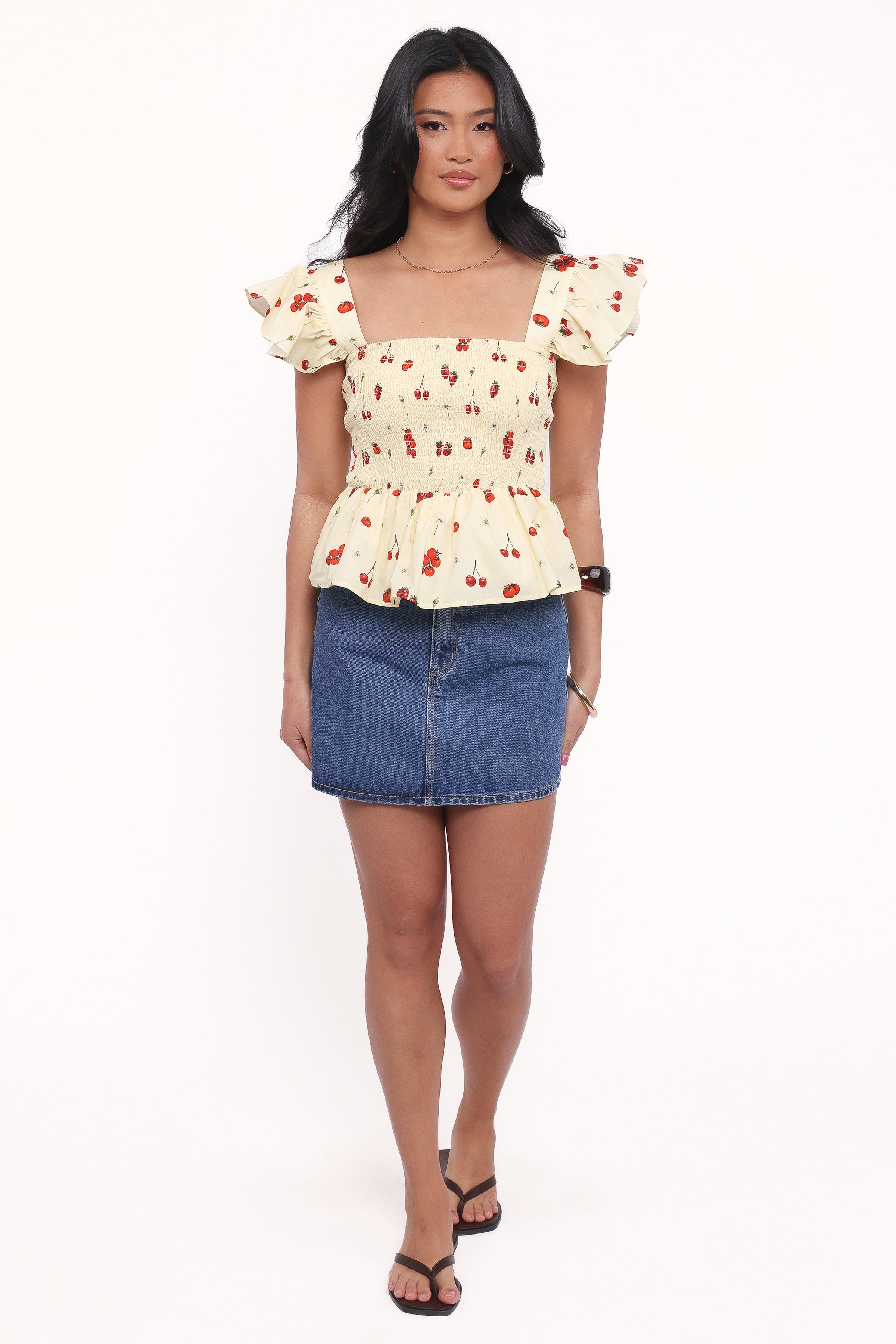 Petal and Pup USA TOPS Remira Smocked Ruffle Top - Yellow Cherry (Hold for Amazon)