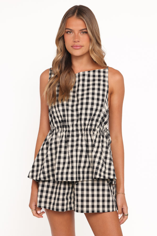 Petal and Pup USA TOPS Rory Top - Black Gingham