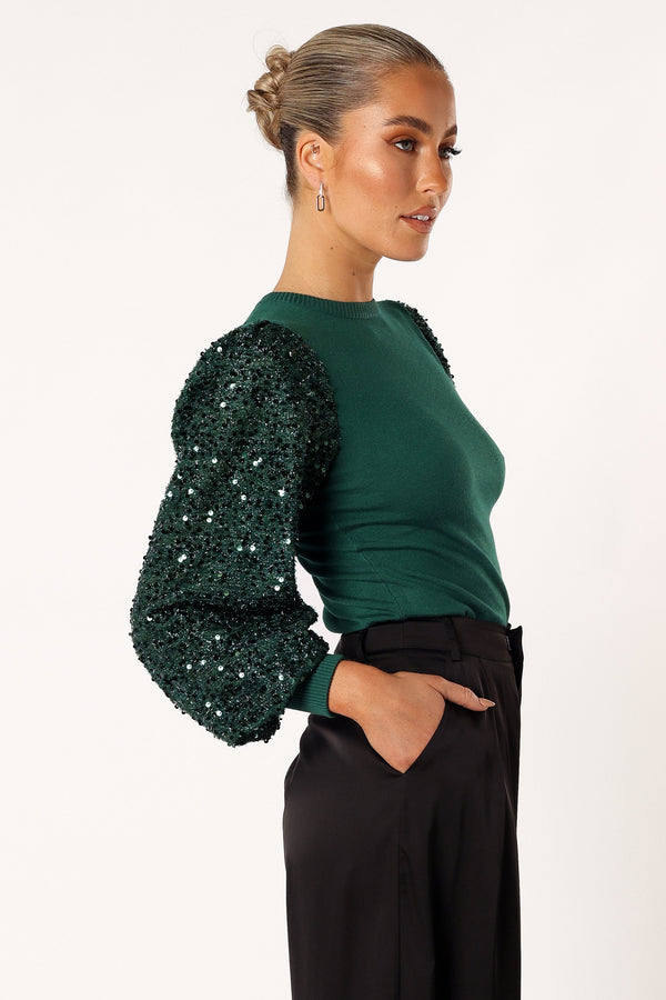 Petal and Pup USA TOPS Rowan Sequin Sleeve Top - Green