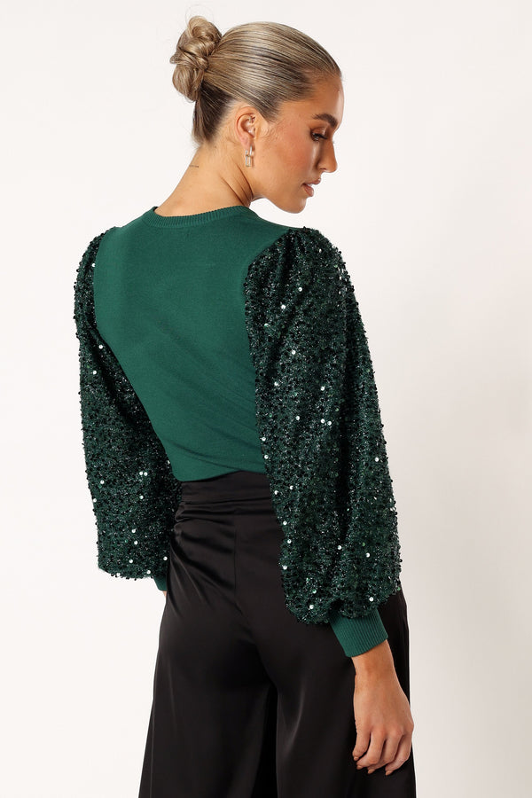 Petal and Pup USA TOPS Rowan Sequin Sleeve Top - Green