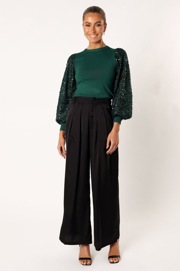 Petal and Pup USA TOPS Rowan Sequin Sleeve Top - Green