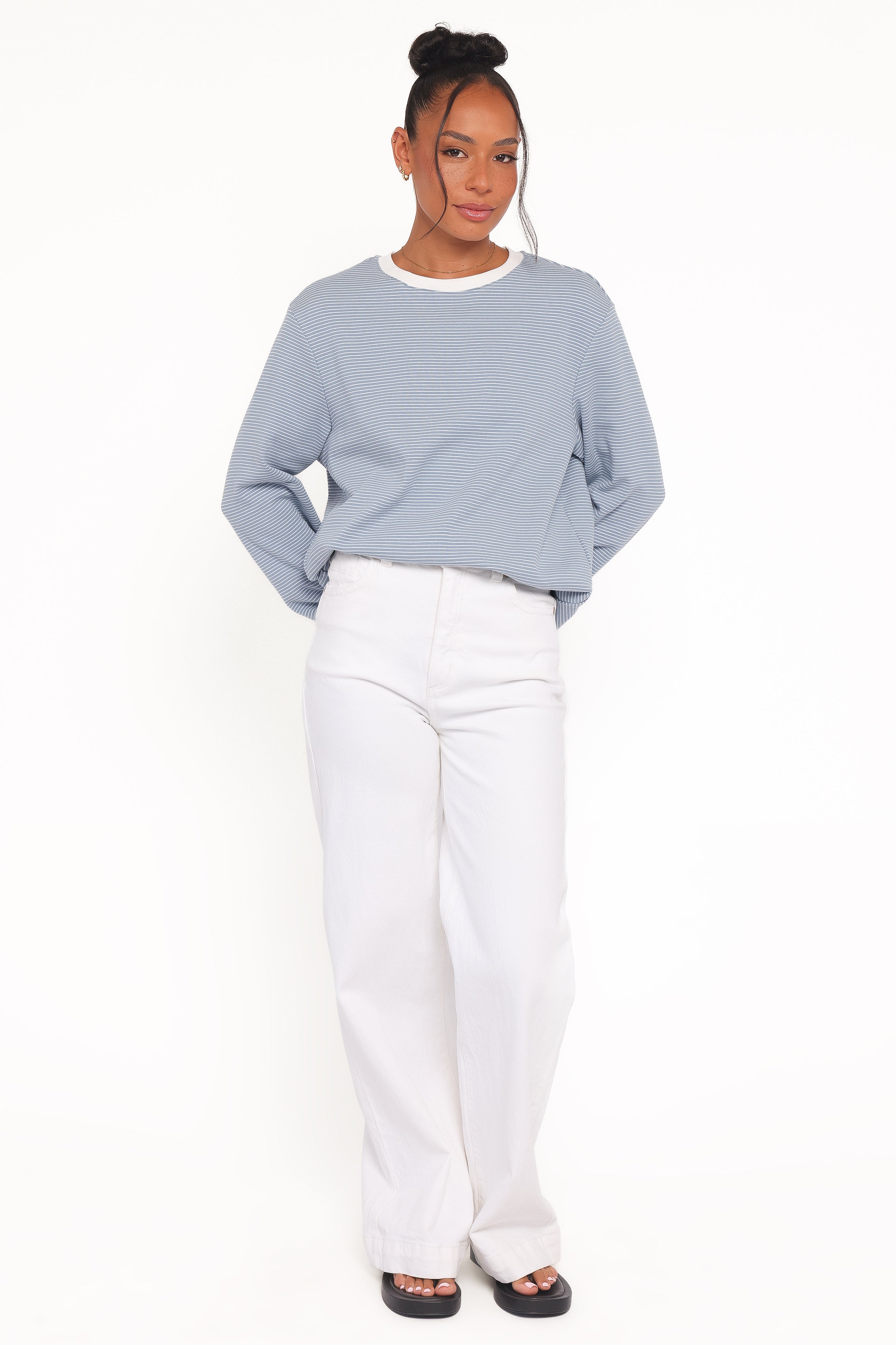 Petal and Pup USA TOPS Ruva Long Sleeve Tee - Blue White Stripe