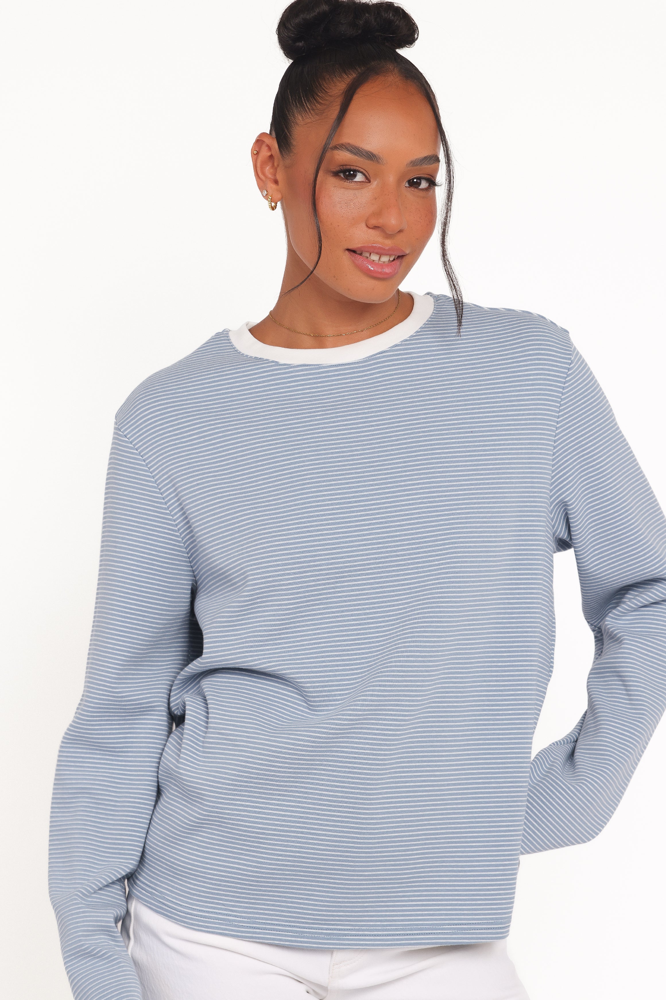 Petal and Pup USA TOPS Ruva Long Sleeve Tee - Blue White Stripe