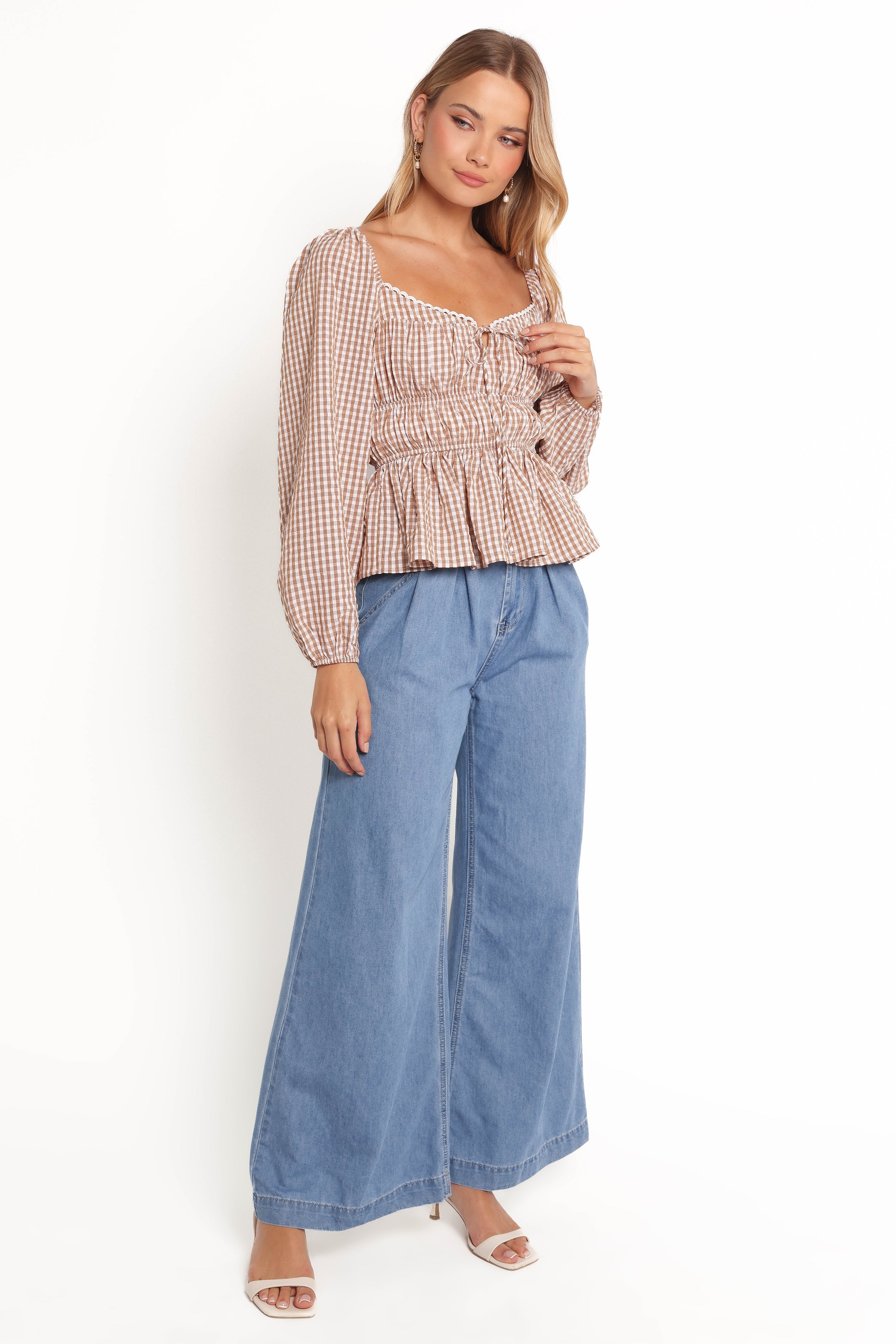 Petal and Pup USA TOPS Saphia Top - Brown Check