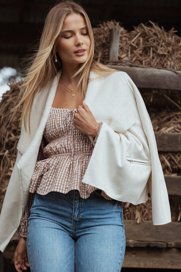 Petal and Pup USA TOPS Saphia Top - Brown Check