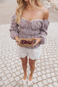 Petal and Pup USA TOPS Saphia Top - Brown Gingham