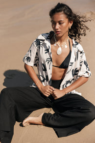 Petal and Pup USA TOPS Sawyer Short Sleeve Shirt - Beige Black