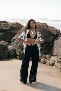 Petal and Pup USA TOPS Sawyer Short Sleeve Shirt - Beige Black