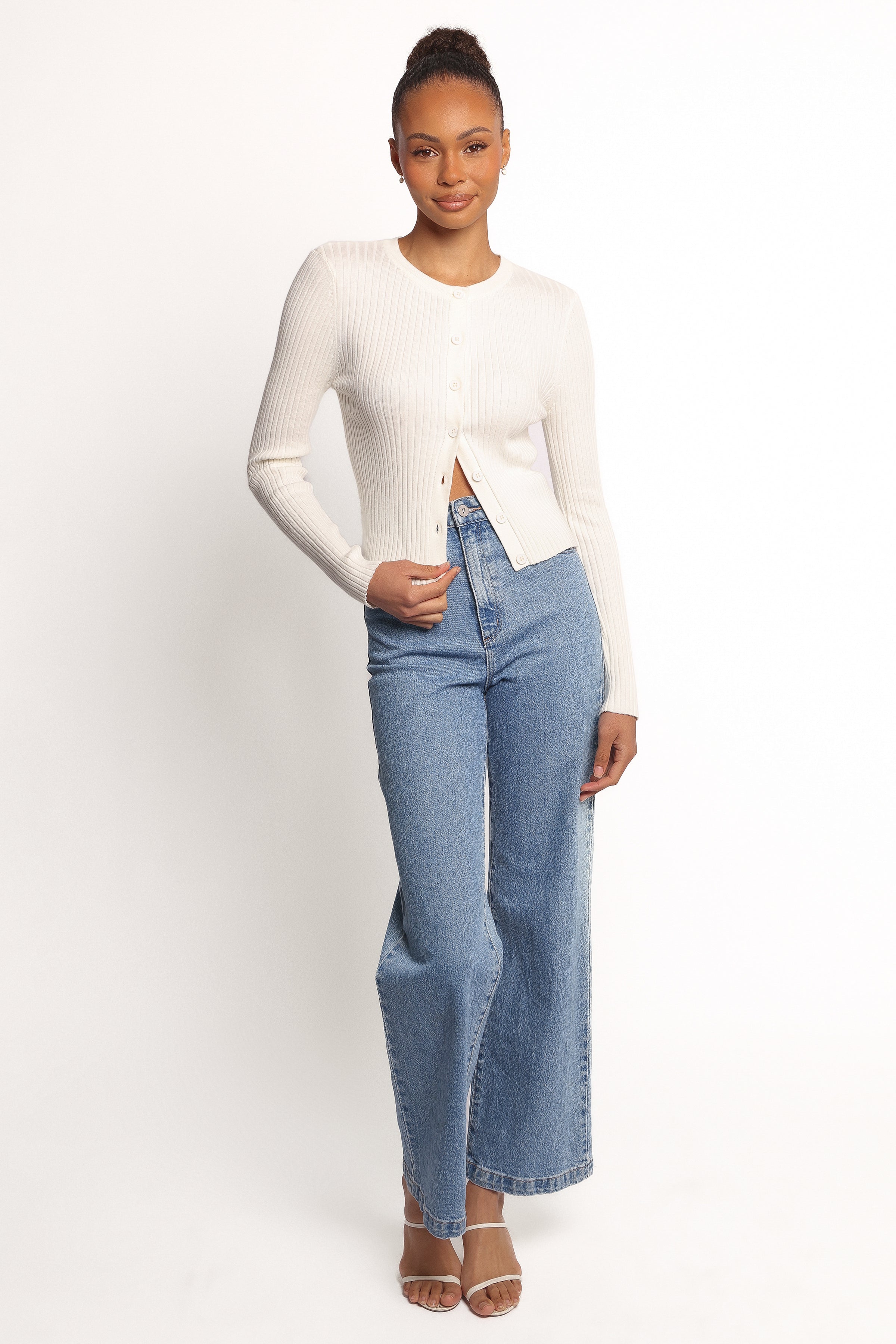 Petal and Pup USA TOPS Searie Ribbed Cardigan Top - Cream