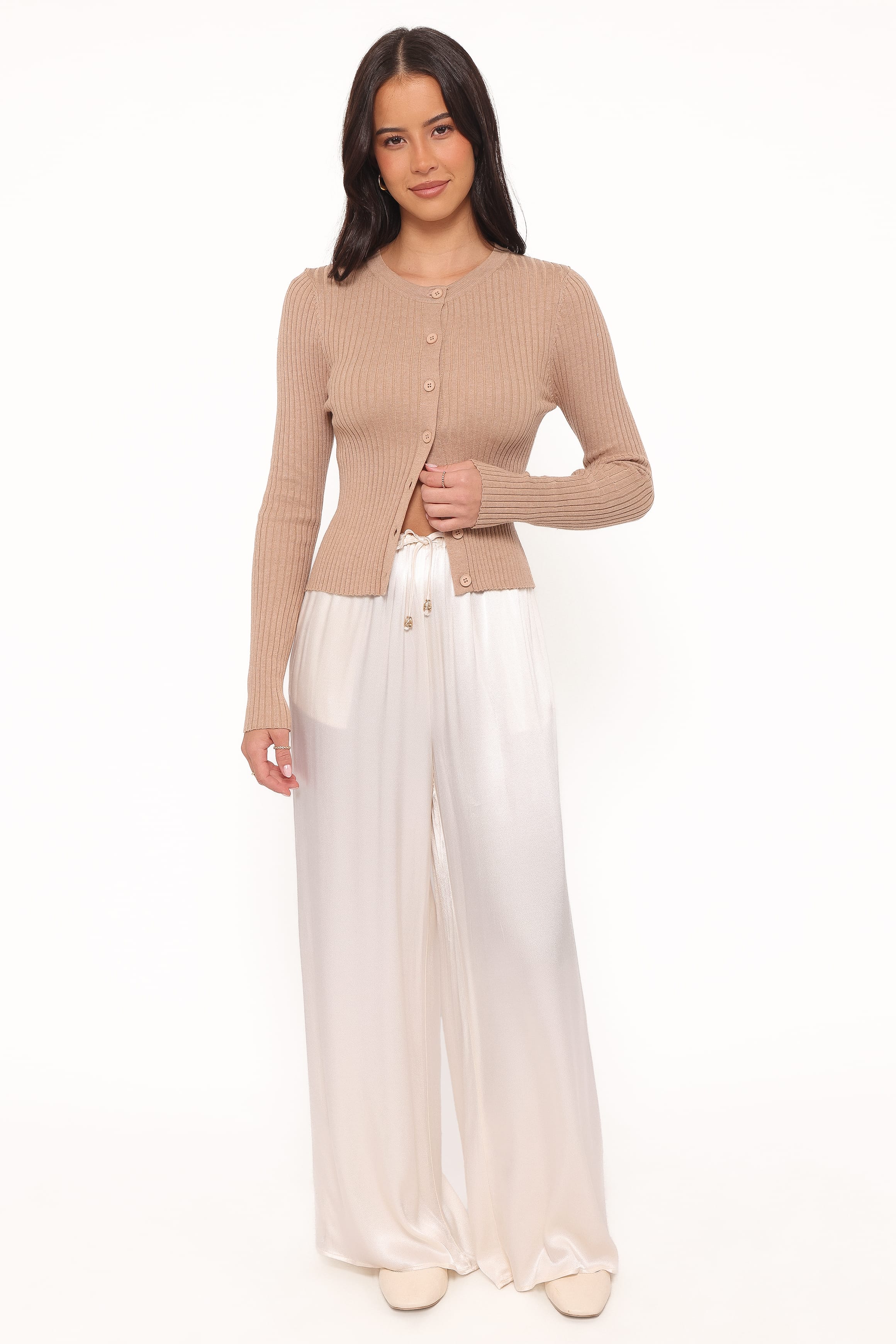 Petal and Pup USA TOPS Searie Ribbed Cardigan Top - Warm Sand