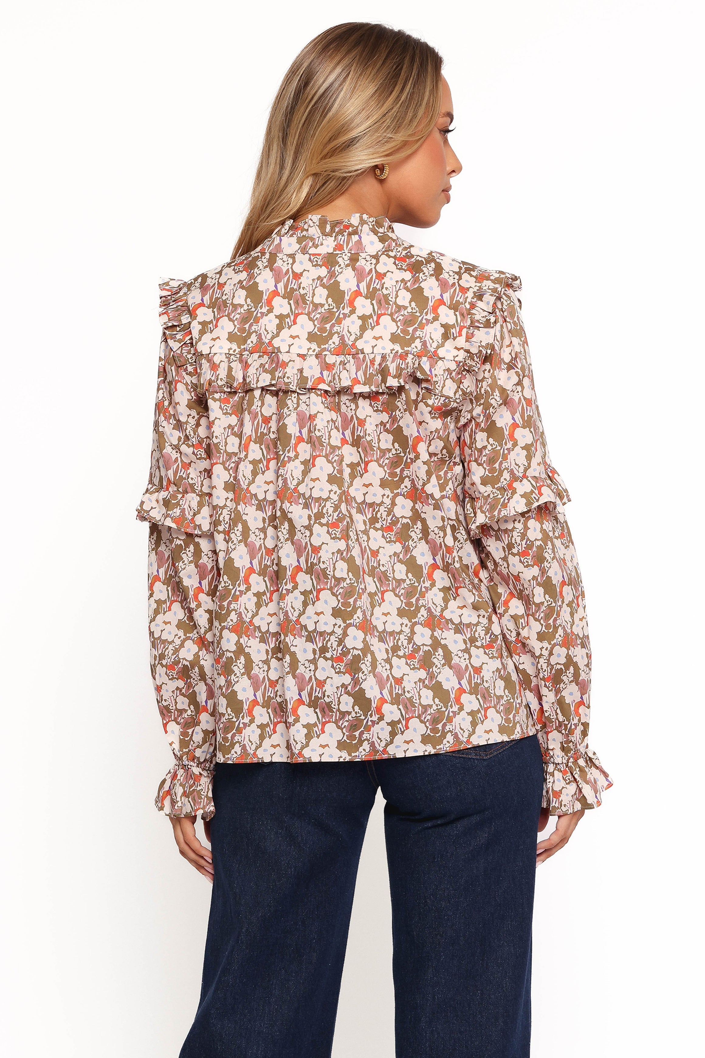 Petal and Pup USA TOPS Selmah Long Sleeve Top - Cream Olive Orange