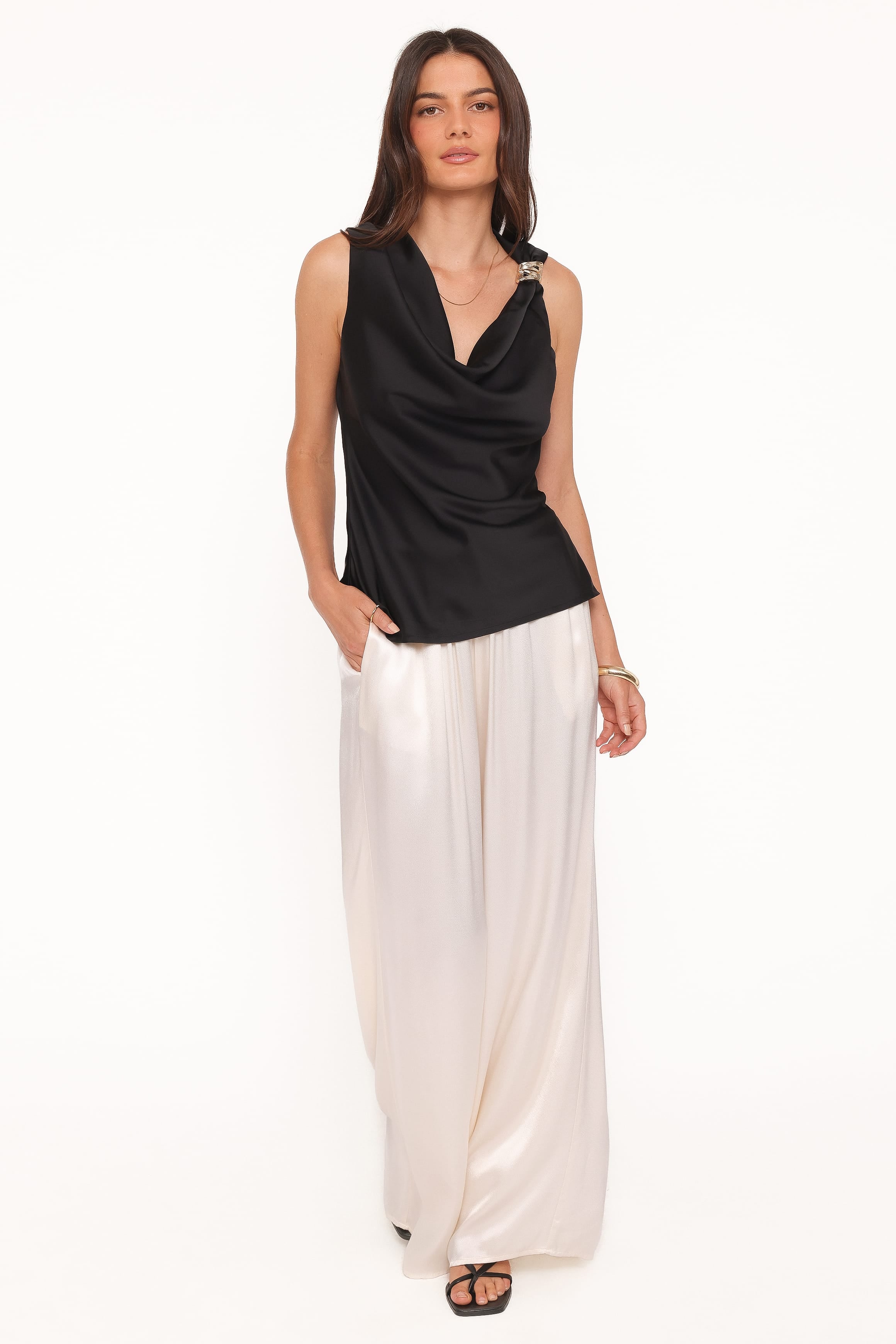 Petal and Pup USA TOPS Serena Cowl Neck Top - Black