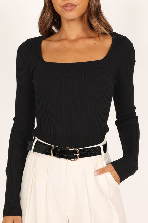 Petal and Pup USA TOPS Shani Ribbed Knit Top - Black