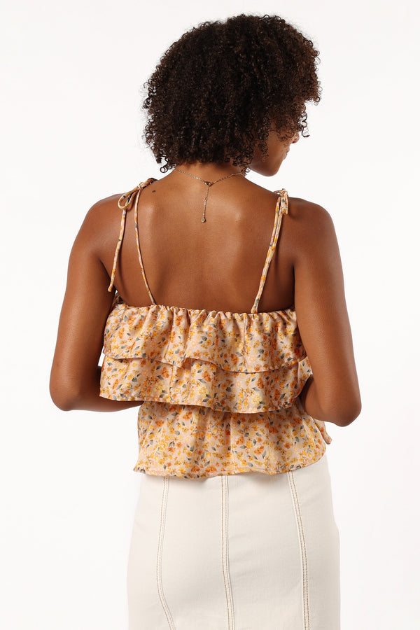 Petal and Pup USA TOPS Skyla Ruffle Top - Taupe Multi