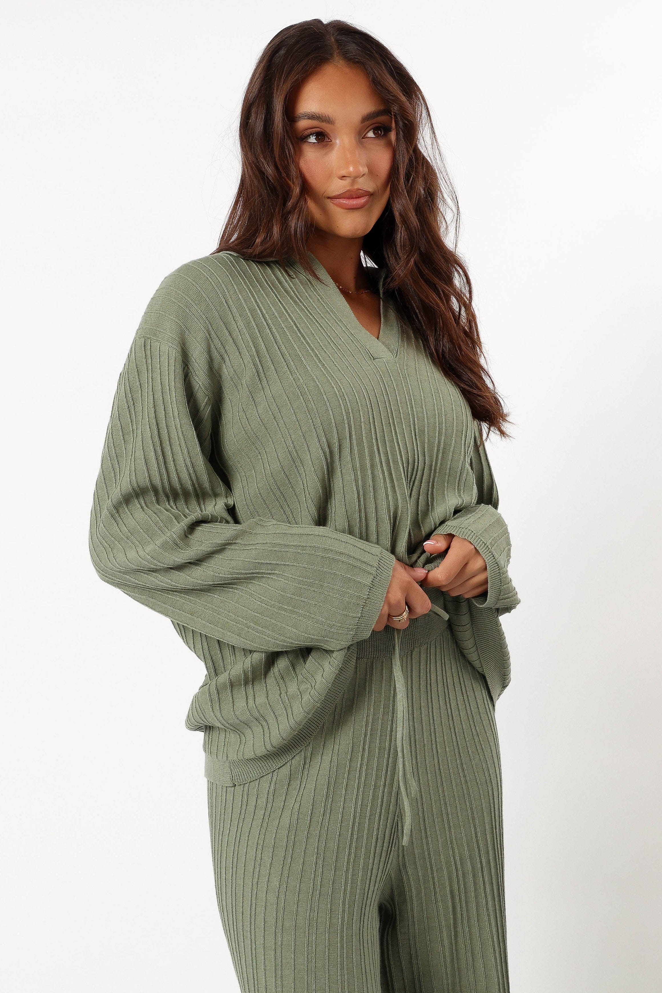 Petal and Pup USA TOPS Sonole Cable Knit Sweater - Khaki