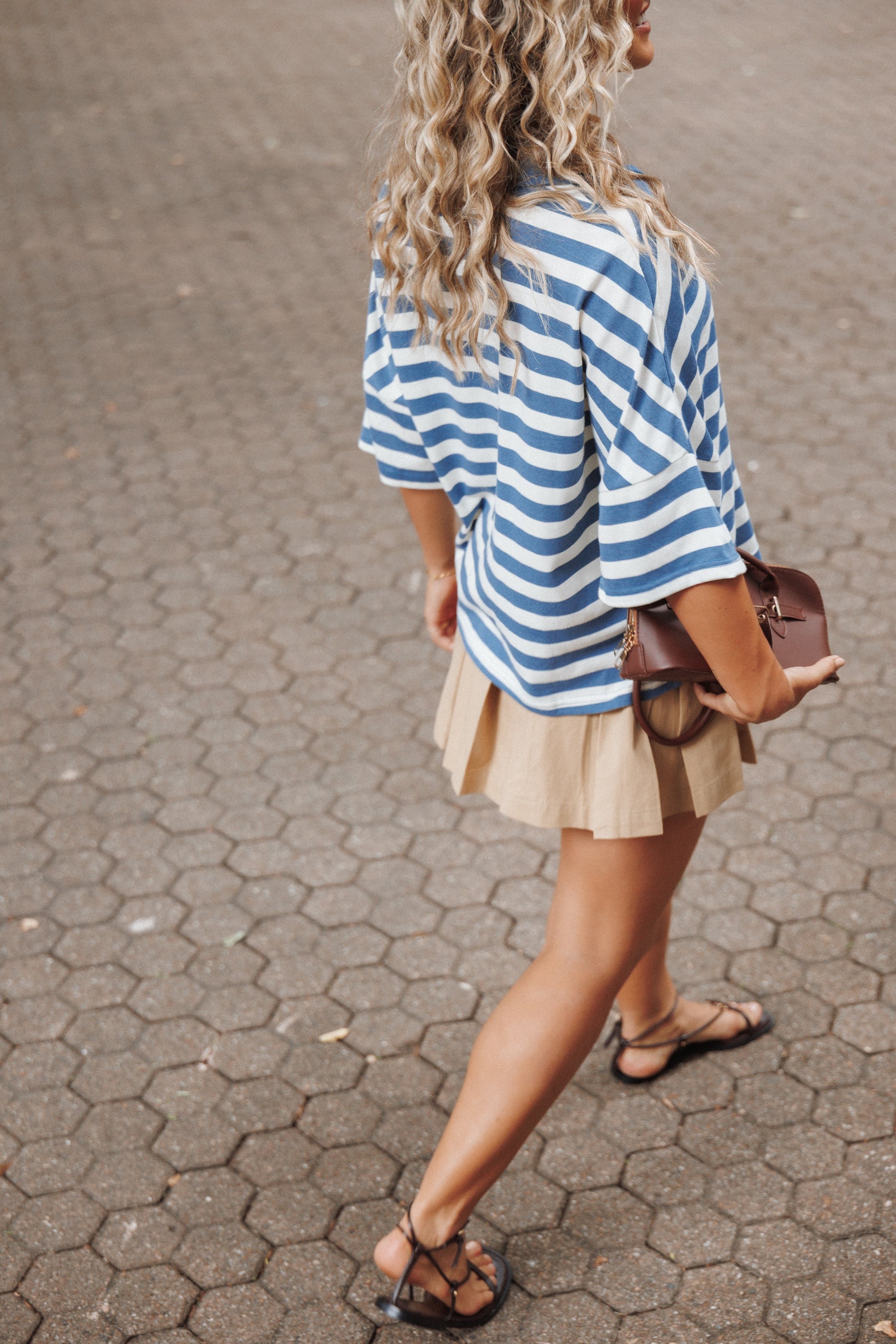 Petal and Pup USA TOPS Sophia Short Sleeve Rugby Top - Blue/White Stripe