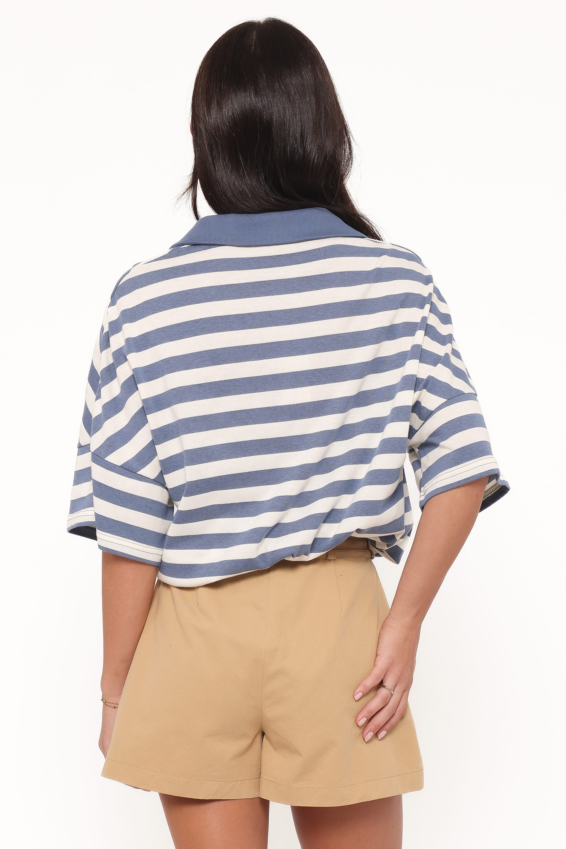Petal and Pup USA TOPS Sophia Short Sleeve Rugby Top - Blue/White Stripe