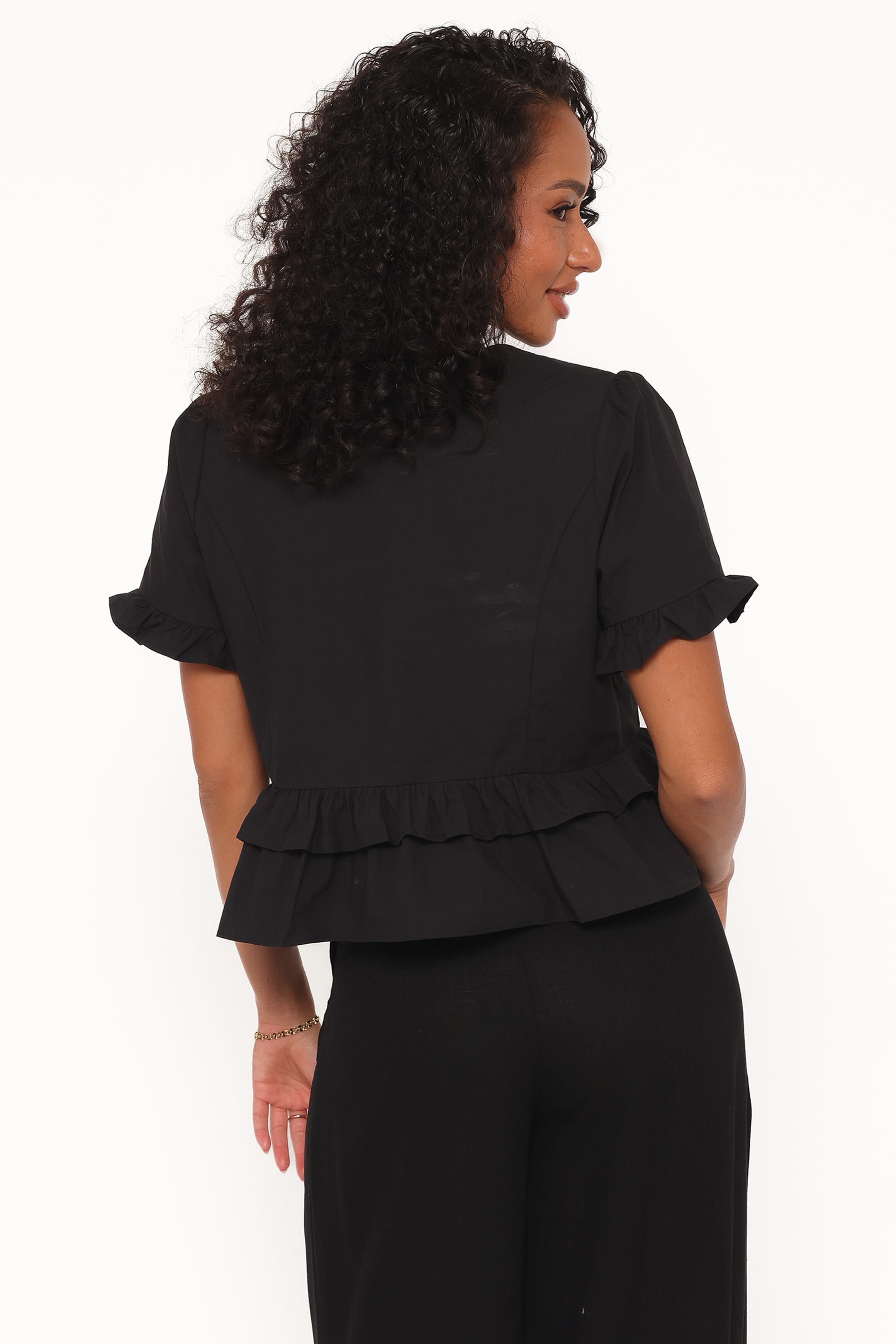 Petal and Pup USA TOPS Sorcha Peplum Top - Black