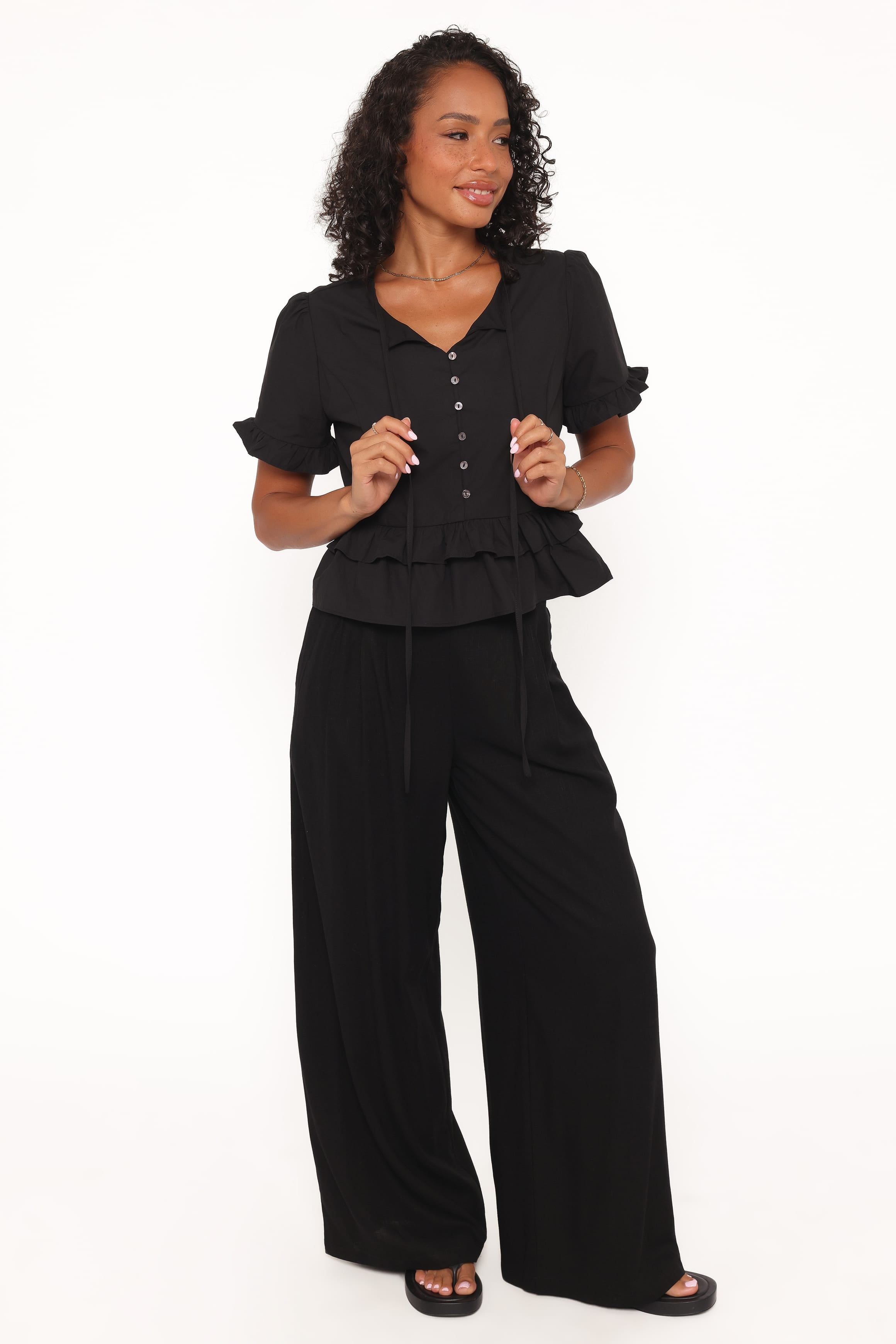 Petal and Pup USA TOPS Sorcha Peplum Top - Black