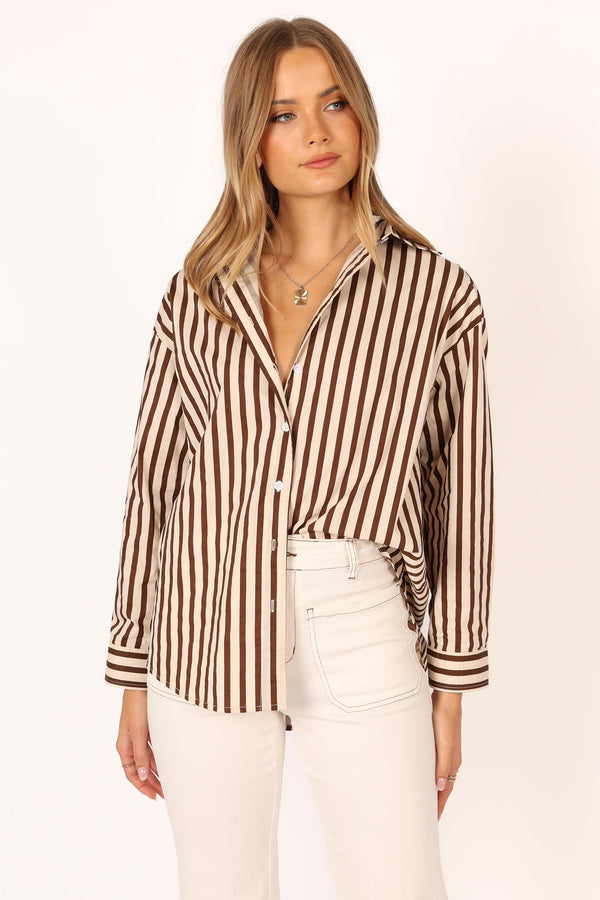 Petal and Pup USA TOPS Soula Stripe Shirt - Chocolate