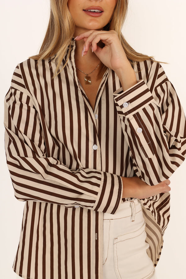 Petal and Pup USA TOPS Soula Stripe Shirt - Chocolate