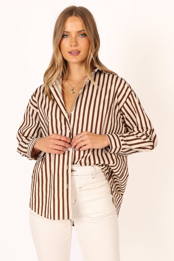 Petal and Pup USA TOPS Soula Stripe Shirt - Chocolate